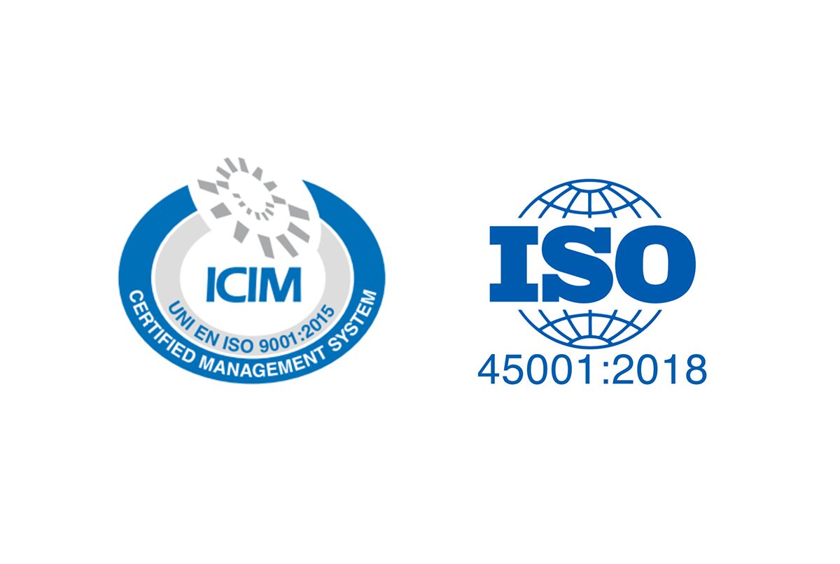 Logos of ICIM Certified Management System and ISO 45001:2018 standard